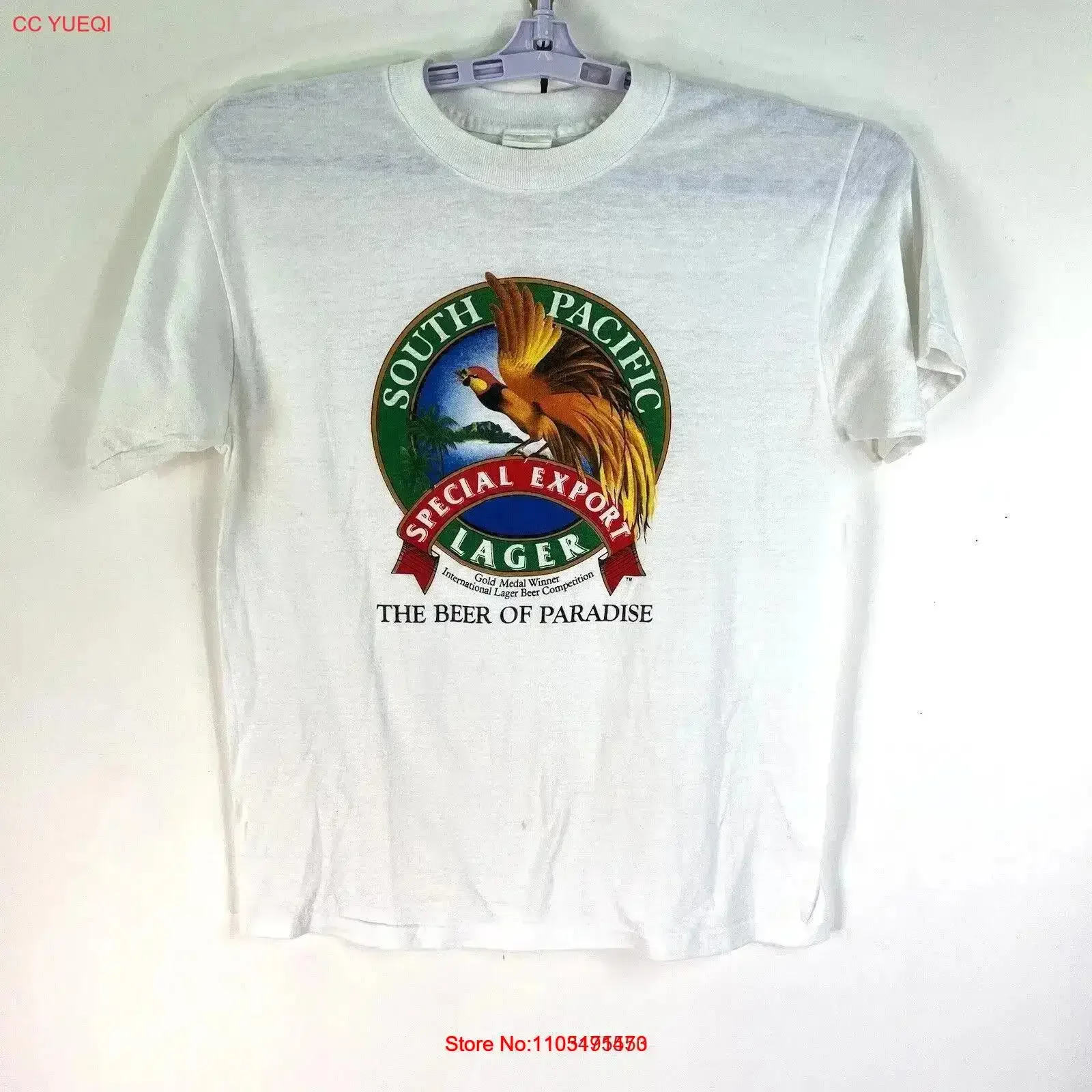 South Pacific Lager Beer T Shirt Adult Size L White Signal Tag vintage Washed fashion Top For Everyday Wear Comfortable graphic