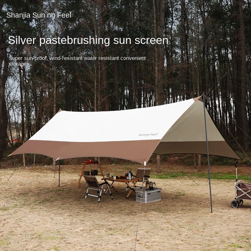 

Shade Awnings Outdoor Camping Coated Silver Sunscreen Canopy Portable Wind and Rain Proof Octagonal Canopy Camping Accessories