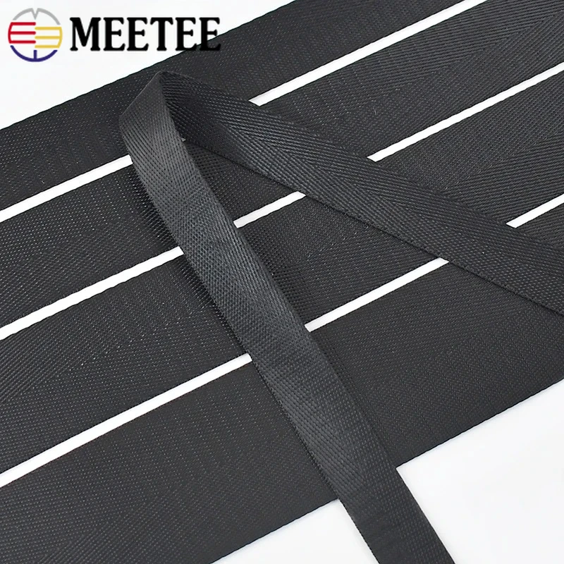 10M 20-50mm Black Nylon Webbing Strap Belt Sling Pet Collar Backpack Decorative Braid Ribbon Bias