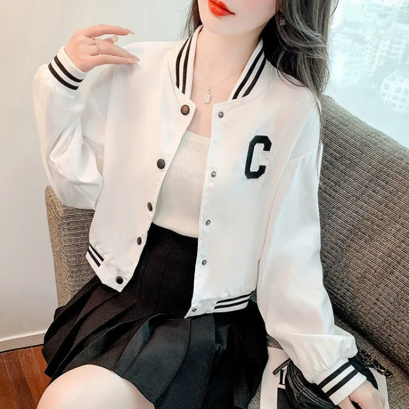 Women's Baseball Jacket Autumn Style Loose Slimming Casual Thin Top Korean Version Student Fashion Short Outerwear