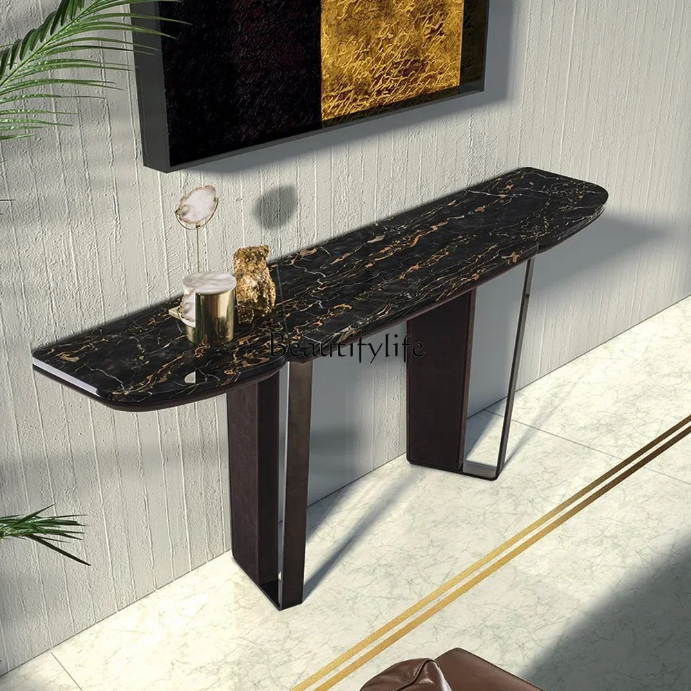 

FG10Italian minimalist natural marble entrance table entrance hall bar case light luxury sofa back few
