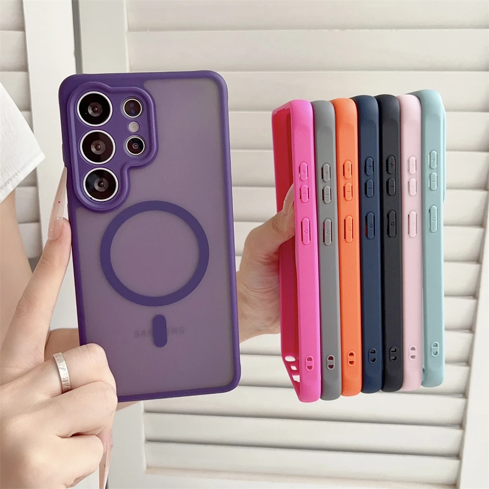 For Magsafe Frosted Translucent Phone Case for Samsung S26 Plus S25 Ultra S23 S22 S24 FE A57 A36 A56 A55 A35 A17 A07 A16 Cover