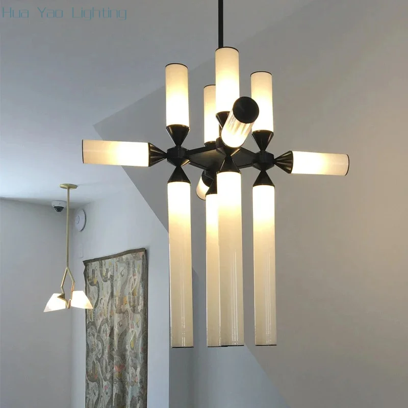 Designer Glass Tube Chandelier Modern Living Room Pendant Lamp For Bedroom Bedside Cafe Home Decor LED Dining Room Hanging Lamp
