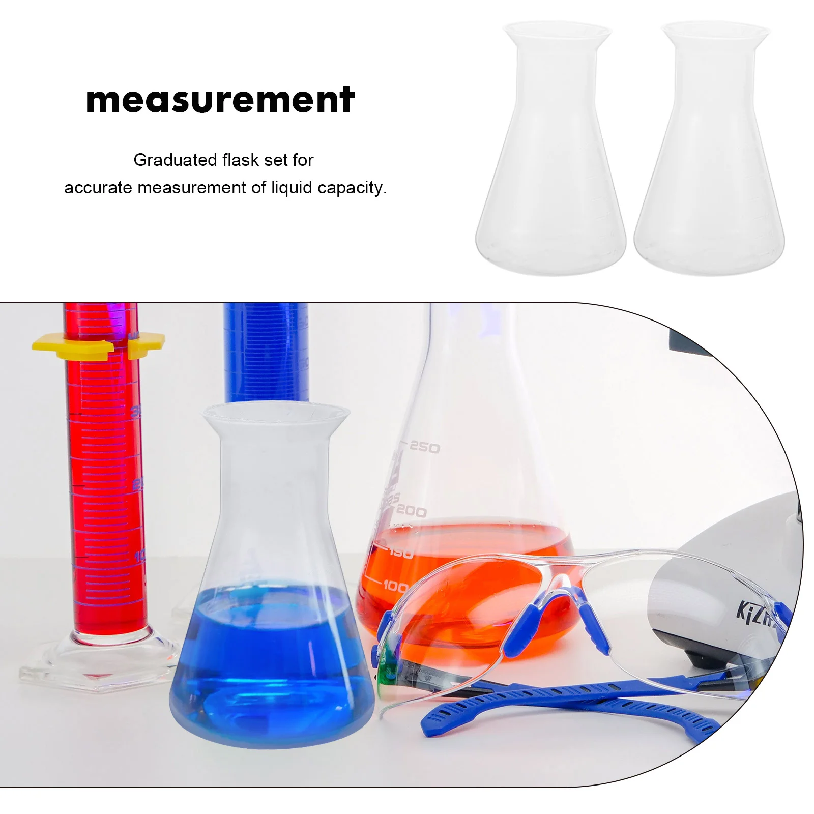 6 Pcs Flasks Laboratory Erlenmeyer Plastic Scale Chemistry 100ml Science Conical