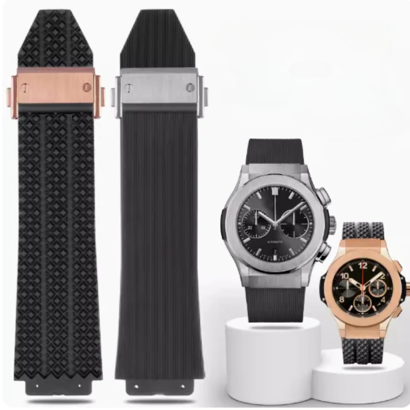 Silicone Rubber Watch Band para Homem, Pulseira Hublot BigBang, 26mm