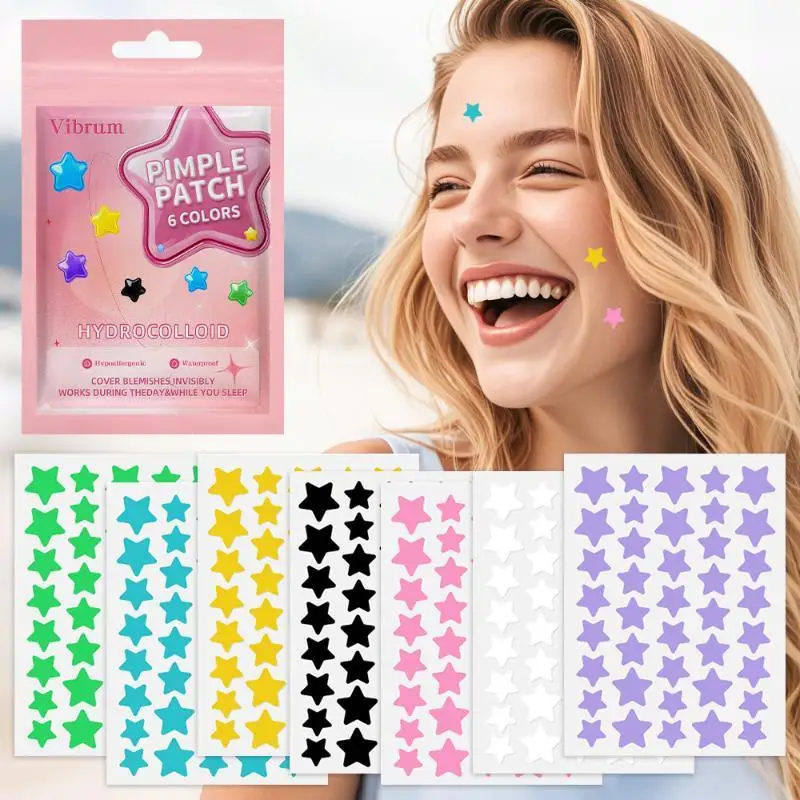 7/14/21/28 Sheets Hydrocolloid Star Pimple Patches 7 Colors Waterproof Hypoallergenic For Overnight Blemish Care Daily Skincare