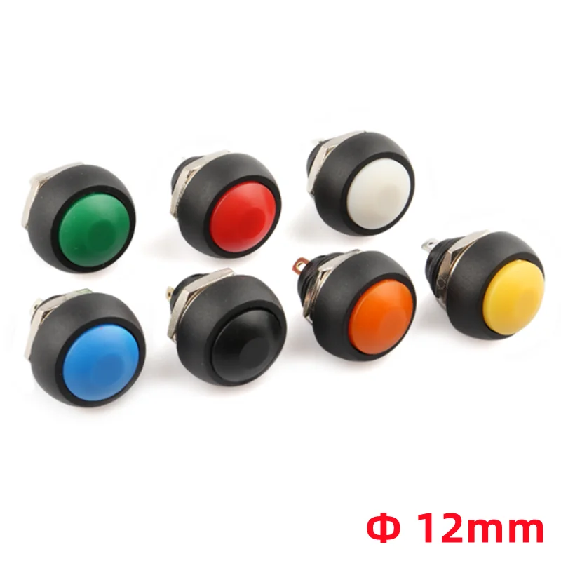 1/6 PCS,Waterproof Mini Round Push Button Switch,Since The reset Non-Locking Buttons,12mm,3A 250V AC,2Pin,Copper Feet