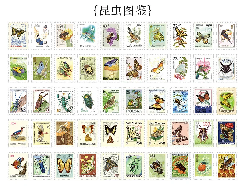 50 Blatt Philatelic Museum Series Briefmarken-Thema-Aufkleber, Scrapbooking-Material, handgefertigtes Tagebuch, Album, Junk Journal Supplies – Detail 6