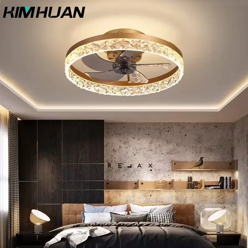 kimhuan ventiladores de teto modernos com controle remoto e luz ventilador de lampada led inteligente silencioso ventiladores de teto para quarto sala de estar 01