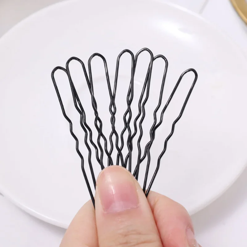 5/6/7cm Schwarze Wellenförmige U-förmige Haarnadeln, Unsichtbare Metall-Haarspangen, Styling-Haaraccessoires für Frauen – Detail 9