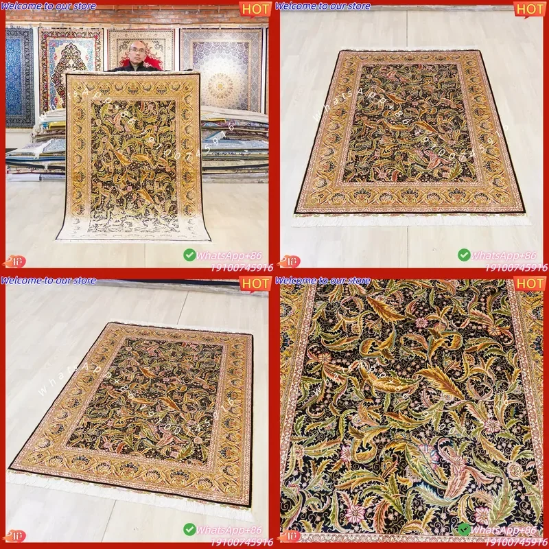 CECertificate YILONG 122x183cm Tabriz Silk Carpet Traditional Persian Carpet Kazakhstan Silk Rug