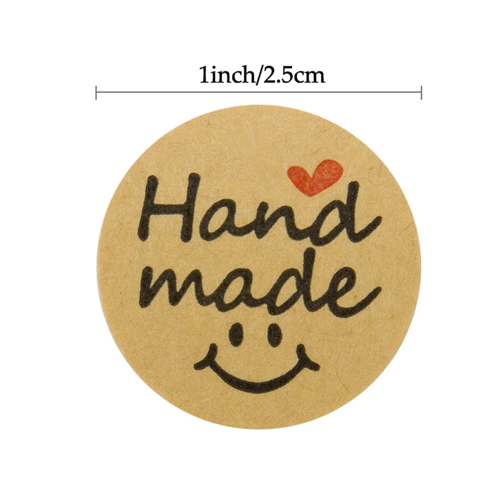 500pcs Kraft Paper Stickers Smiling face pattern Scrapbook Gift Stationery Label Sticker Handmade With Love  For The Sticker