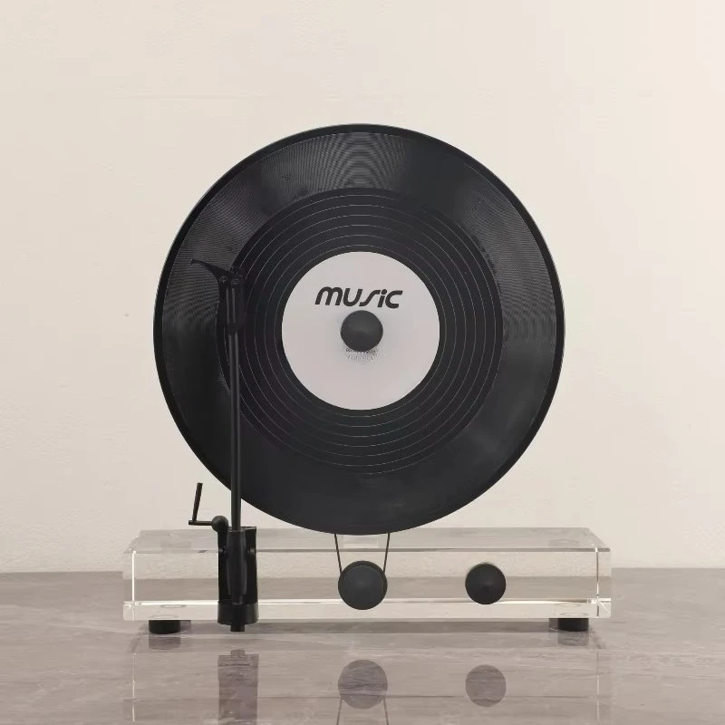 Retro Modern Simulation Vinyl Record Player Model Exquisite Home Ornament for Living Room Display