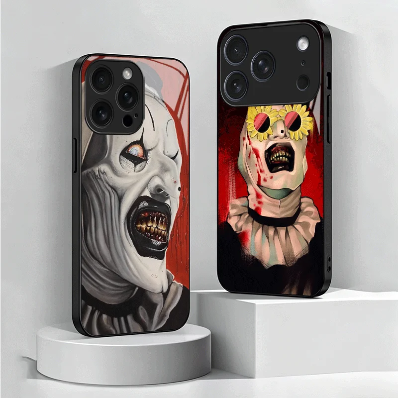Horror Style T-Terrifiers Tempered Glass Phone Case for Samsung Galaxy A17 A16 A15 A14 A13 A57 A56 A55 A54 A53 A37 A36 A35 A34 A