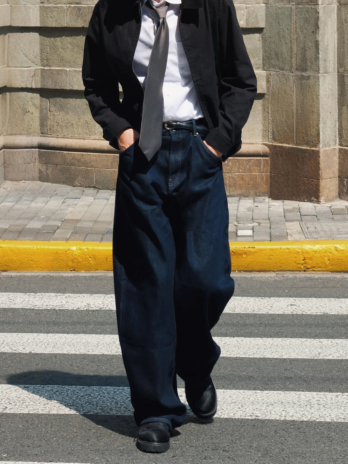 

Мужские джинсы Deep Blue в американском ретро-стиле, удлиненные, свободные, прямые, рабочие брюки с высокой талией