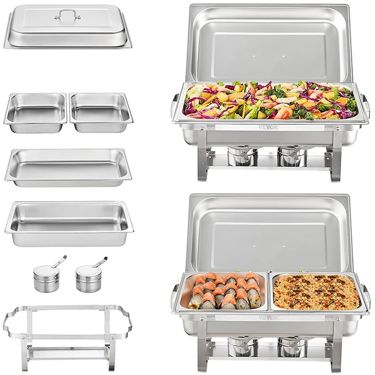 Other Hotel Buffet Equipment Stainless Steel Food Warmer Saving Dish Catering Rectangle Chafing Dish Buffet Set