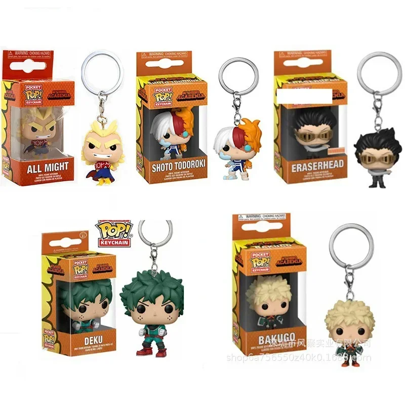 Funko Pop Keychain Toy My Hero Academia Deku Shoto Todoroki MIRIO TOGATA Bakugo Shoto Aizawa PVC ألعاب شخصيات الحركة Pocket POP