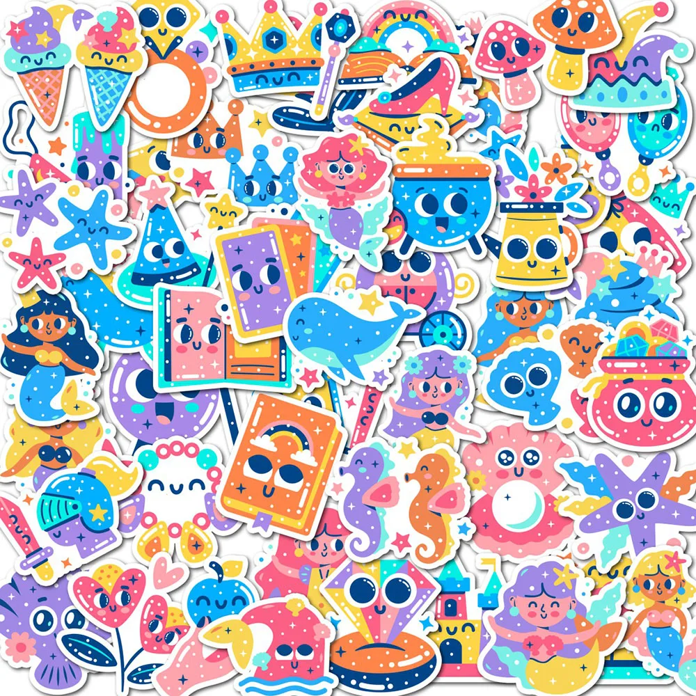 Kawaii Fantasy Underwater World Sticker Pack Waterproof Decals for Luggage Skateboard Notebook DIY Craft Gift