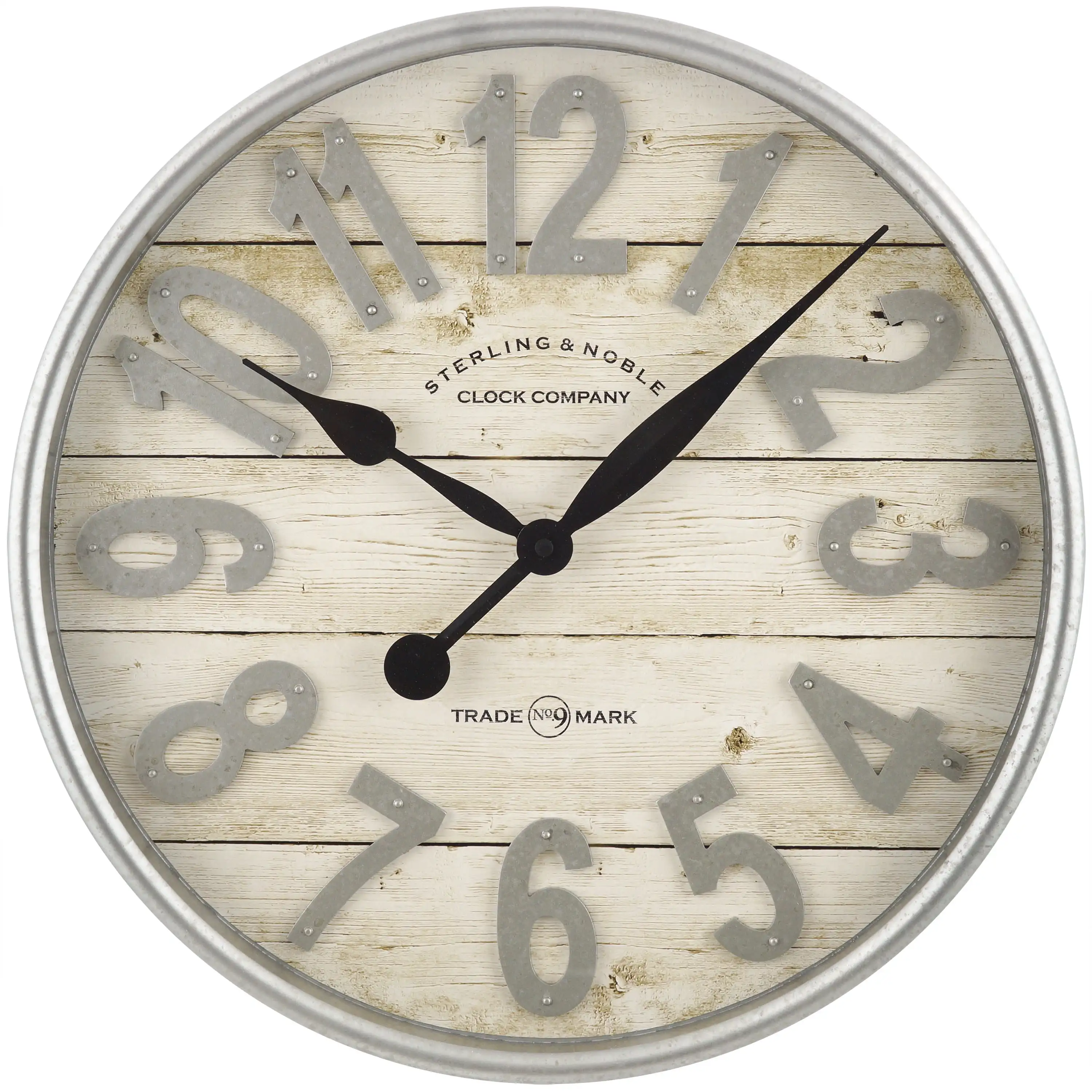 

Indoor 20 White and Galvanized Raised Arabic Farmhouse Analog Wall Clock