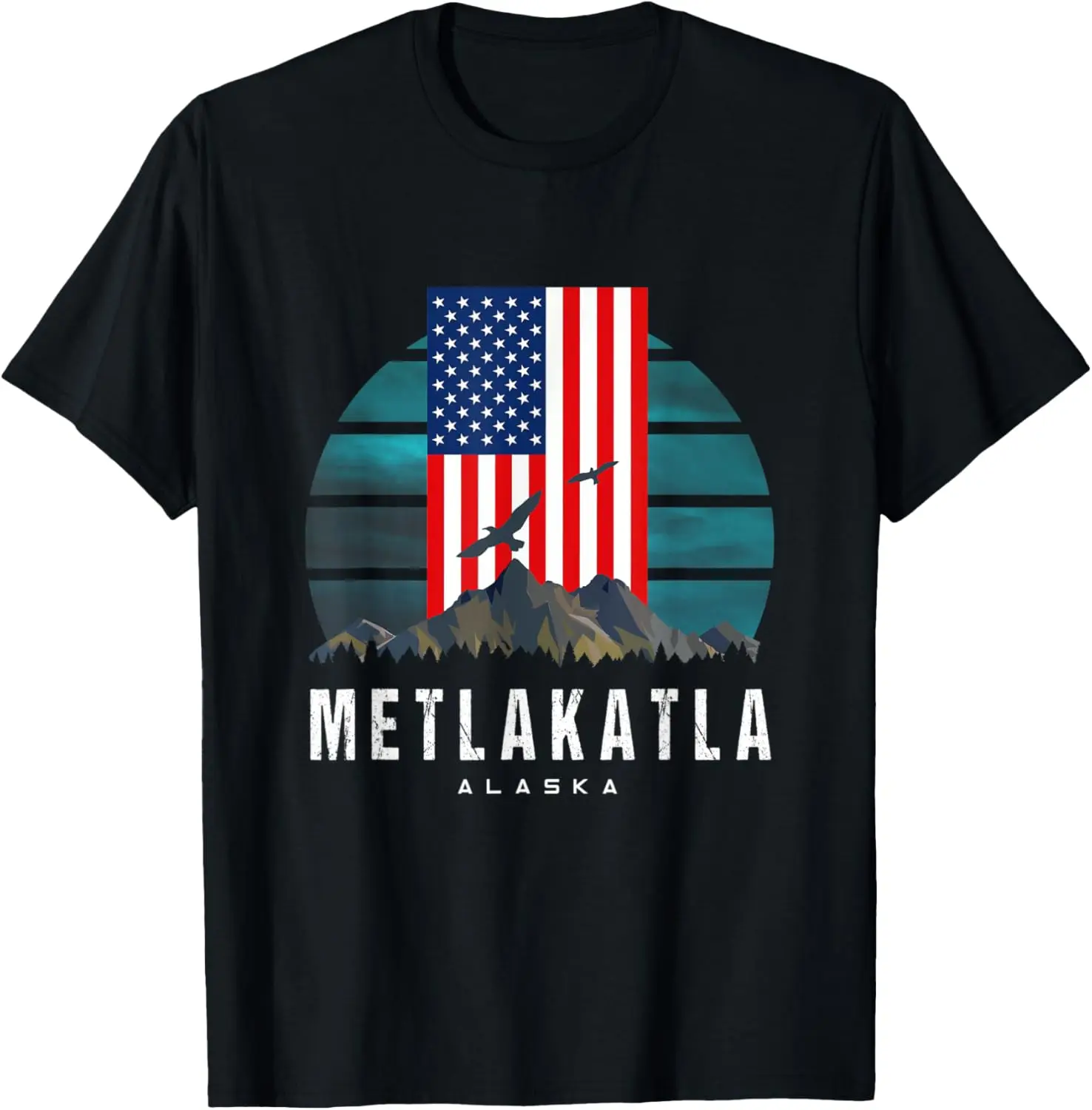 

Metlakatla Аляска Американская винтажная футболка в стиле ретро в стиле ретро США