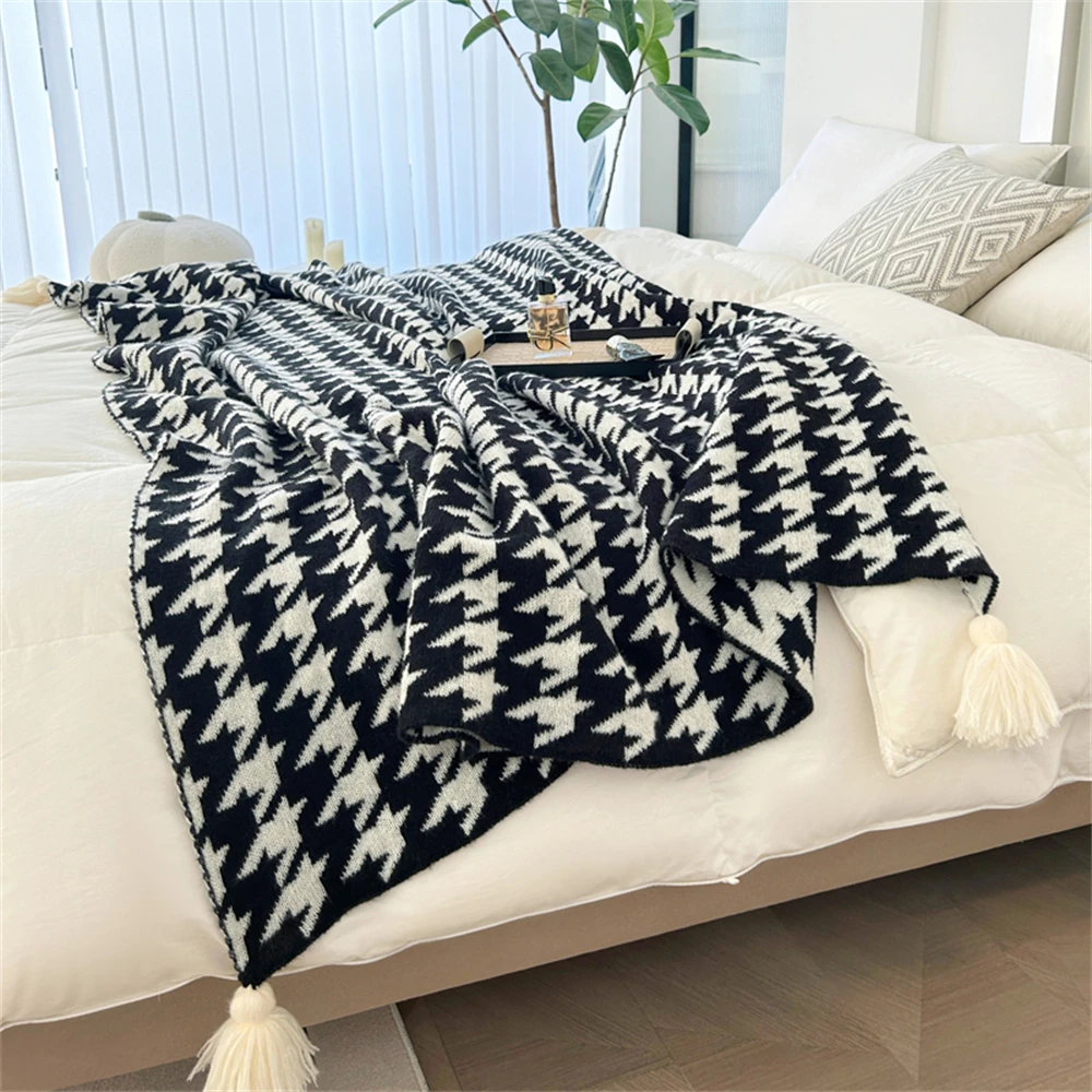 Nordic Style Knitted Blankets Plaid Throw Blanket Sofa Cover With Tassels Travel Leisure Bed Cover Home Bedspread Travel Blanket