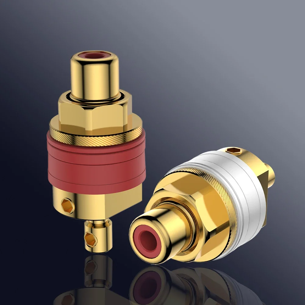 High Quality Viborg RC102G Pure Copper 24K Gold Plated RCA Socket Screw Locking RCA Female Socket Hifi