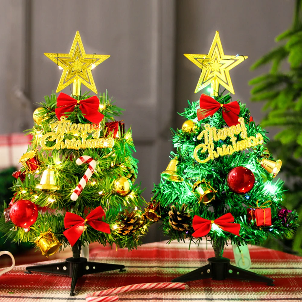 30cm Christmas Tree with Led Light Home Decor Artificial Xmas Ornaments Small Christmas Tree Party New Year 2025