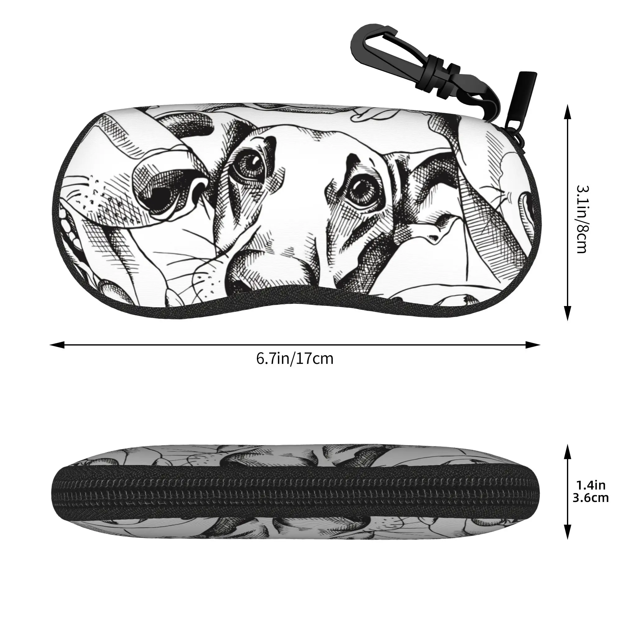 Dachshund Dogs Glasses Case Men Women Anti-Fall Zipper Gift for Animal Dog Lover Eyewear Storage Box Glasses Box