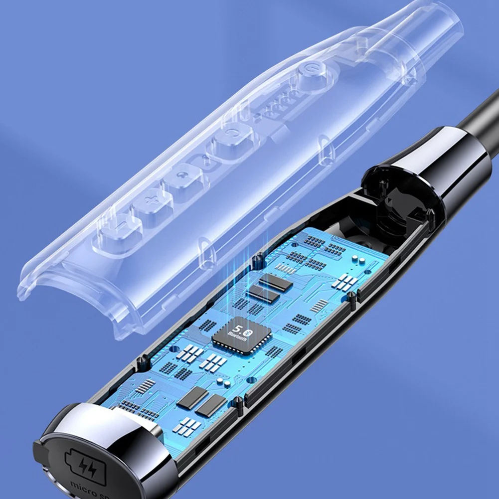 Auriculares con banda para el cuello Auriculares deportivos inalámbricos TWS Auriculares con absorción magnética Auriculares deportivos Bluetooth 5.0, Negro