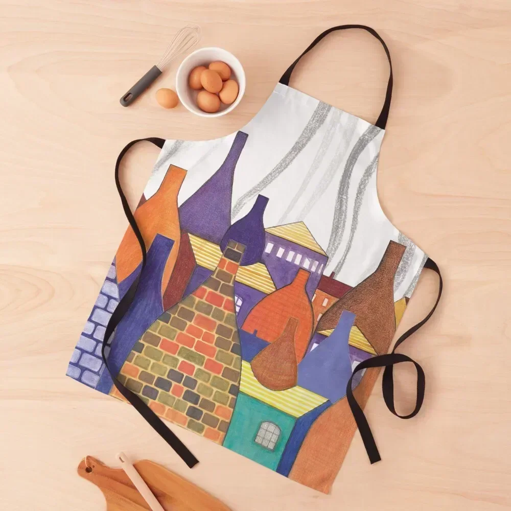 

STOKE ON TRENT: SMOKE KILNS Apron Kitchen For Women Goods For Home And Kitchen christmas kitchen cloths Woman Work Apron