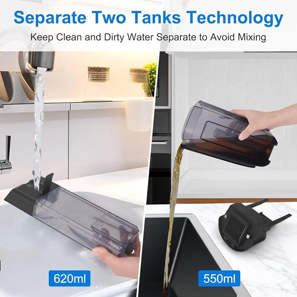 3-in-1 Steam Vacuum Cleaner with Separate Water Tanks LED Display Efficient Deep Cleaning on All Floor Types