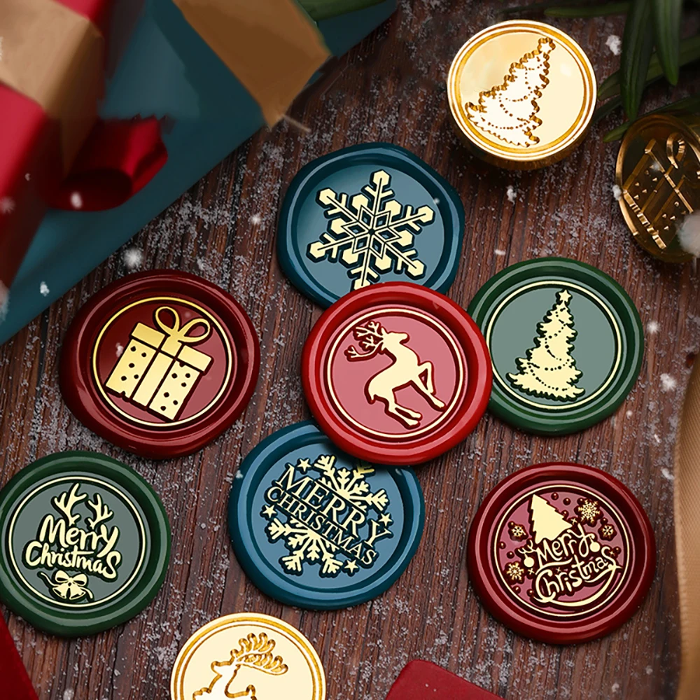 Christmas collection of removable brass wax stamp for decorating Christmas envelopes,Christmas party invitations,Christmas gifts