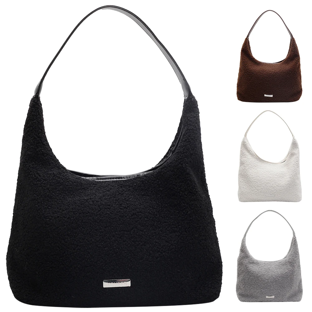 

Plush Shoulder Bag for Women Plush Furry Tote Bag Large Capacity Soft Plush Top Handle Bag Cute Fuzzy Purse for Autumn Winter