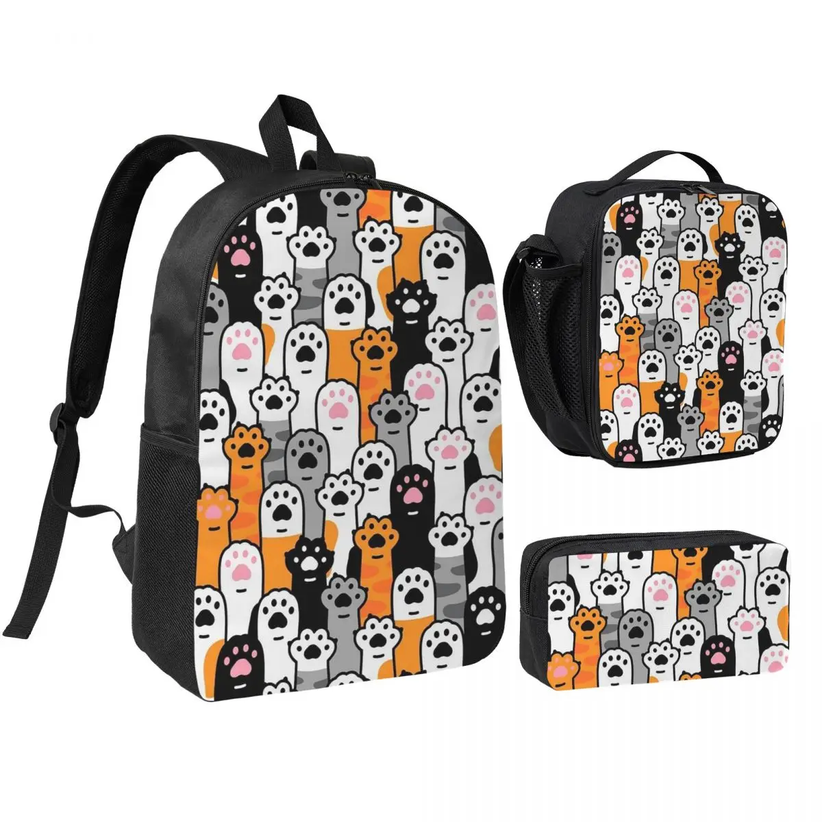

Cat Backpack Student Boys Girls BookBag School Bag Laptop Shoulder Bags 3ps Insulated Lunch Bag Pencil Case