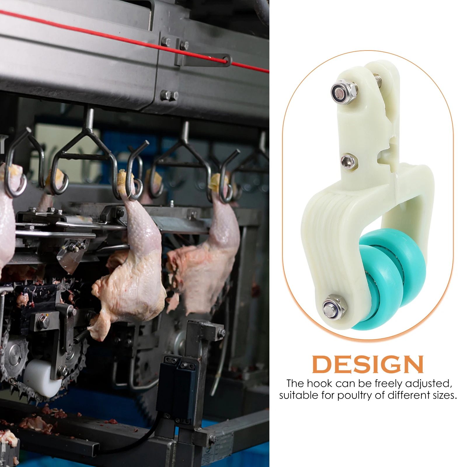 

Single Hole Hook Wheels Poultry Cable Replacement Nylon Pulley Wheel Butchering Durable Nylon Slaughterhouse Equipment