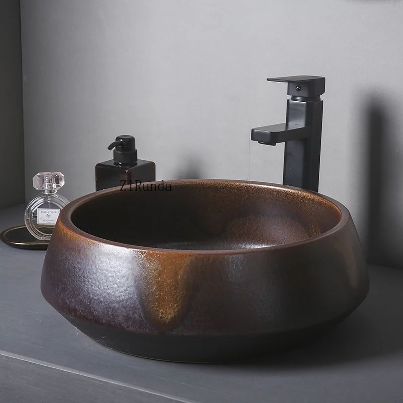 Minimalist industrial style countertop basin, ceramic washbasin, retro creative art countertop basin
