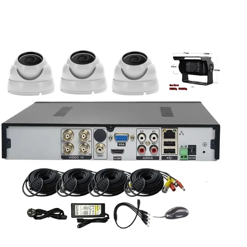 4 ช่อง 2.0 ล้านพิกเซล IR AHD Dvr ชุดกล้องวงจรปิดภายในบ้านระบบรักษาความปลอดภัยกล้องเฝ้าระวัง