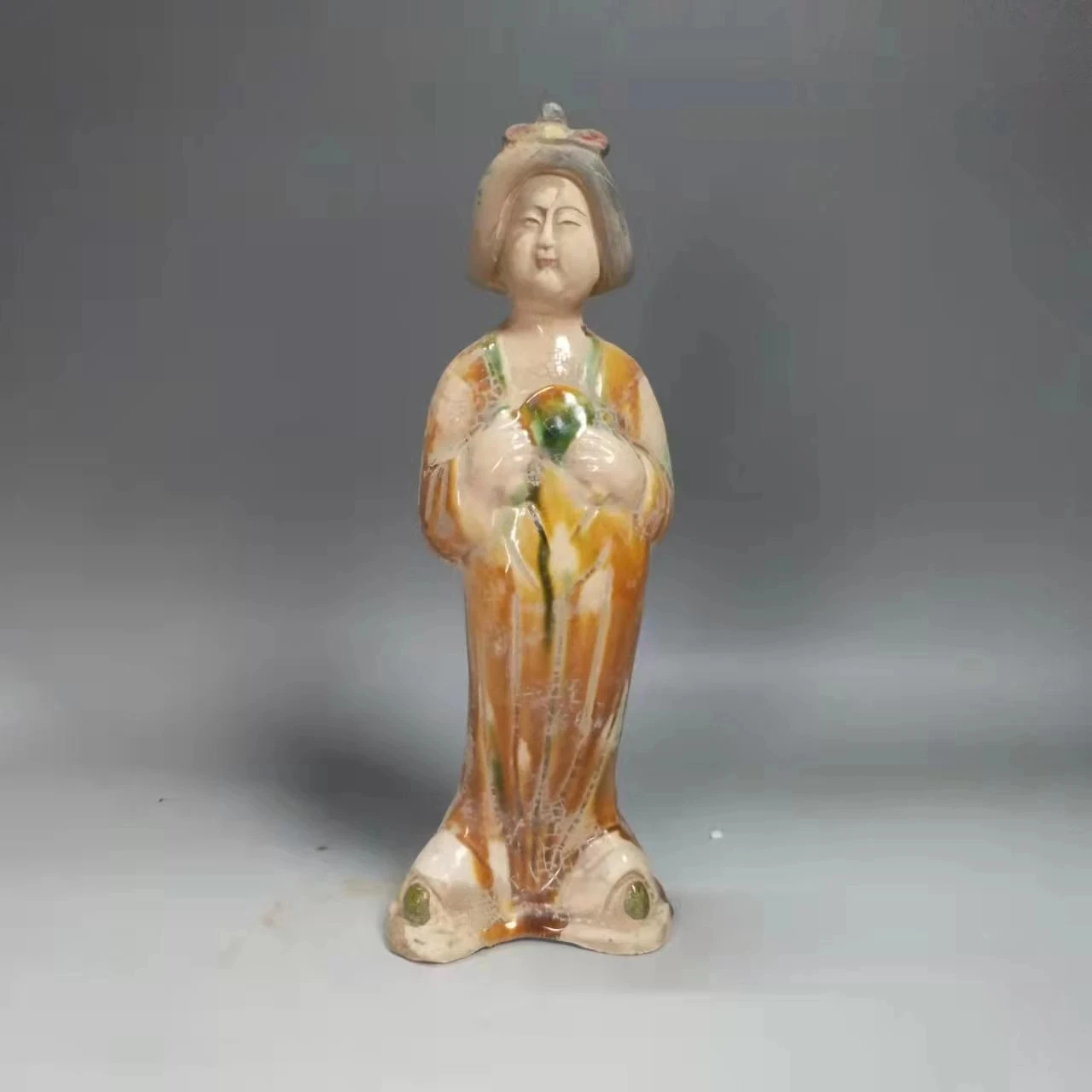 Exquisite Ancient China Tang Dynasty Tang Sancai Traditional Craft Home Decoration Pottery Porcelain Statue-Beautiful Woman