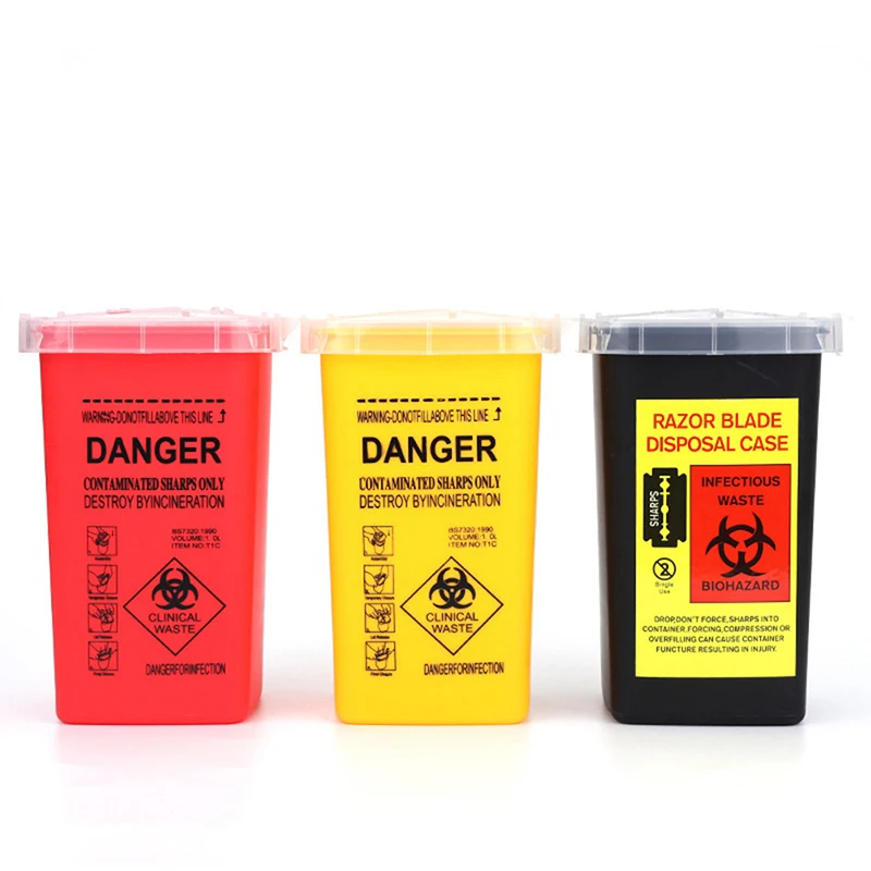 1L Yellow Red Black Tattoo Medical Plastic Sharps Container Needle Disposal Waste Box Tattoo Needle Tips Accessories