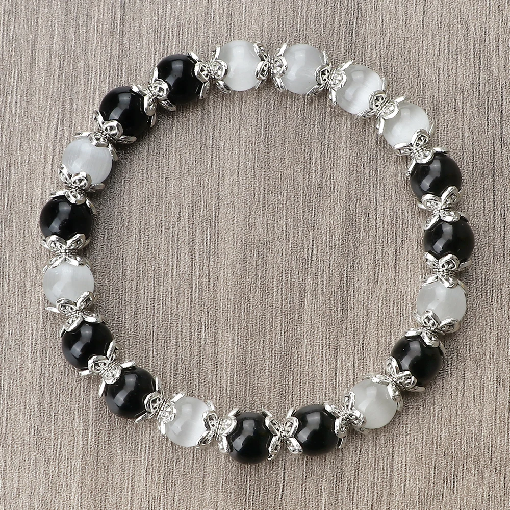 8mm Natural Stone White Bracelet for Women Pink Quartz Onyx Agates Lava Beads Stretch Bangles Strand Bracelets Men Jewelry Gifts