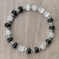 8mm Natural Stone White Bracelet for Women Pink Quartz Onyx Agates Lava Beads Stretch Bangles Strand Bracelets Men Jewelry Gifts