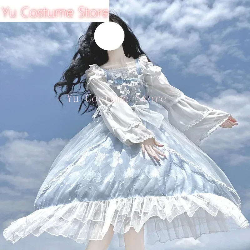 

Japanese Summer Sweet Lolita Soft Girl Camisole Dress Kawaii Cartoons Shell Printing Ruffles Sleeveless Bow Lace JSK Dress 2025
