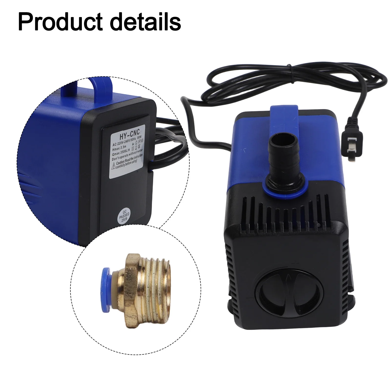 Electric Water Pump 220V for CNC Water Cooled Spindle Motor with 3 5M Pump Head Suitable for 0 8/1 5/2 2kW Spindle Motor Cooling
