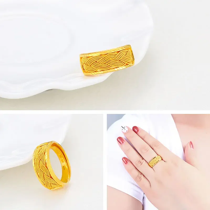 Exquisite Gold Color Adjustable Twist Ring Couples Ring Women Gold Rings Wedding Birthday Fine Jewelry Gift