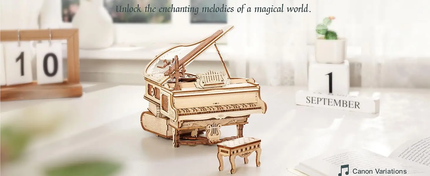 Magic Piano Mechanical Music Box Wooden Puzzle AMK81 - assembled model