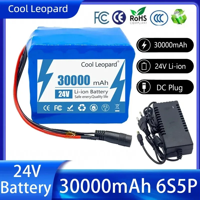 

100%Original Cool Leopard 24V 30000mAh 18650 6S5P Rechargeable Lithium Battery Pack For Camera ElectricToy LEDLighting Batteries