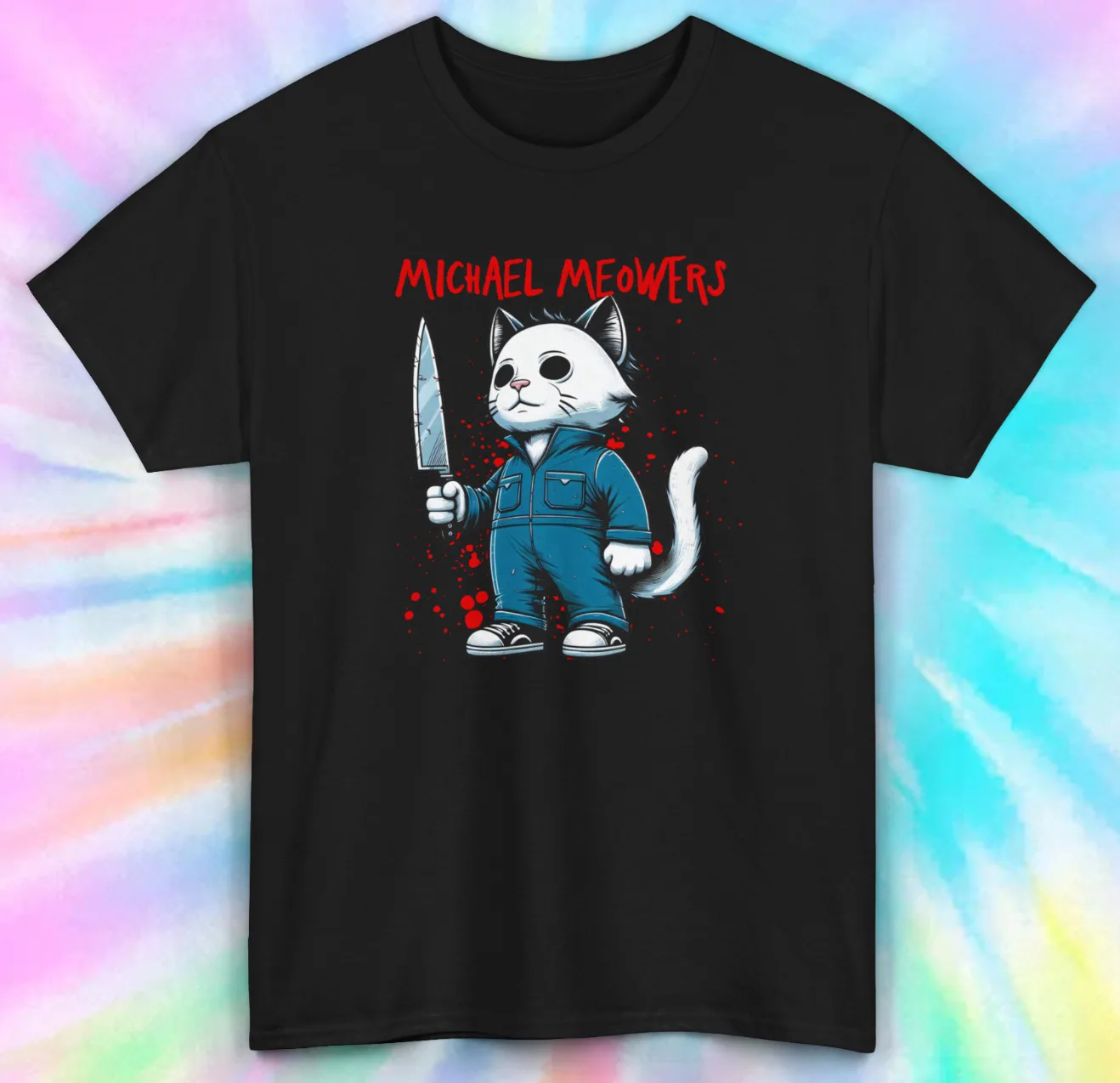 

Футболка с изображением микла миверса, веселая кошка, страшная пародия, графическая футболка на Хэллоуин