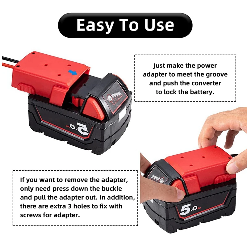 Power Wheel Adapter For Ryobi 18V & MK M18 18V Battery With Fuse & Wire Terminals, Power Connector 14 Gauge Robotic