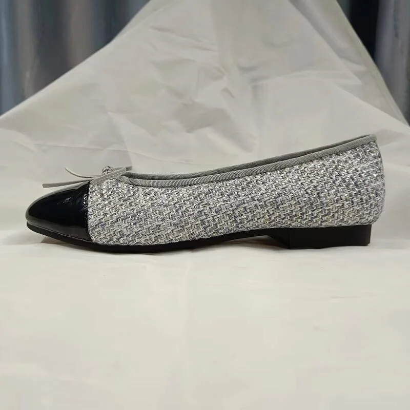 حجم كبير جولة تو العلامة التجارية الفاخرة تصميم القوس الباليه حذاء مسطح النساء جلد طبيعي حذاء كاجوال Zapatos Mujer #4