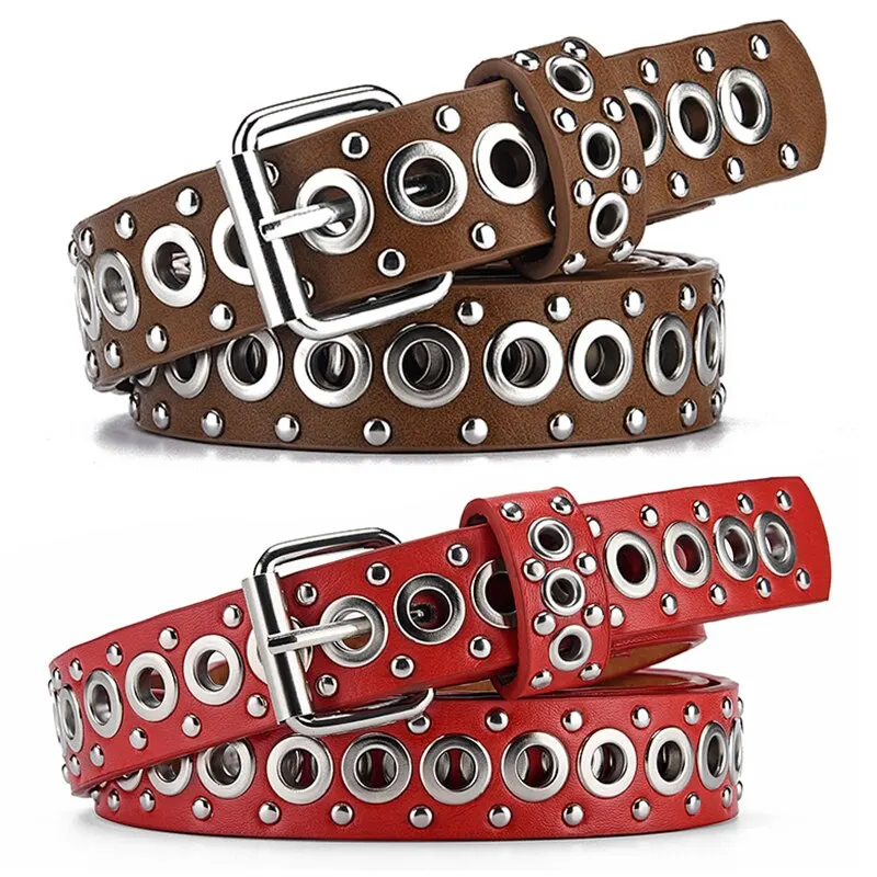 Women's Belt Fashionable Rivet Thin Belt Personalized Needle Buckle Belt Street Trend Punk HipHop Style Y2K Belt With Jeans Belt